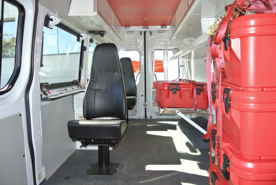 Red Cross emergency vehicle inside